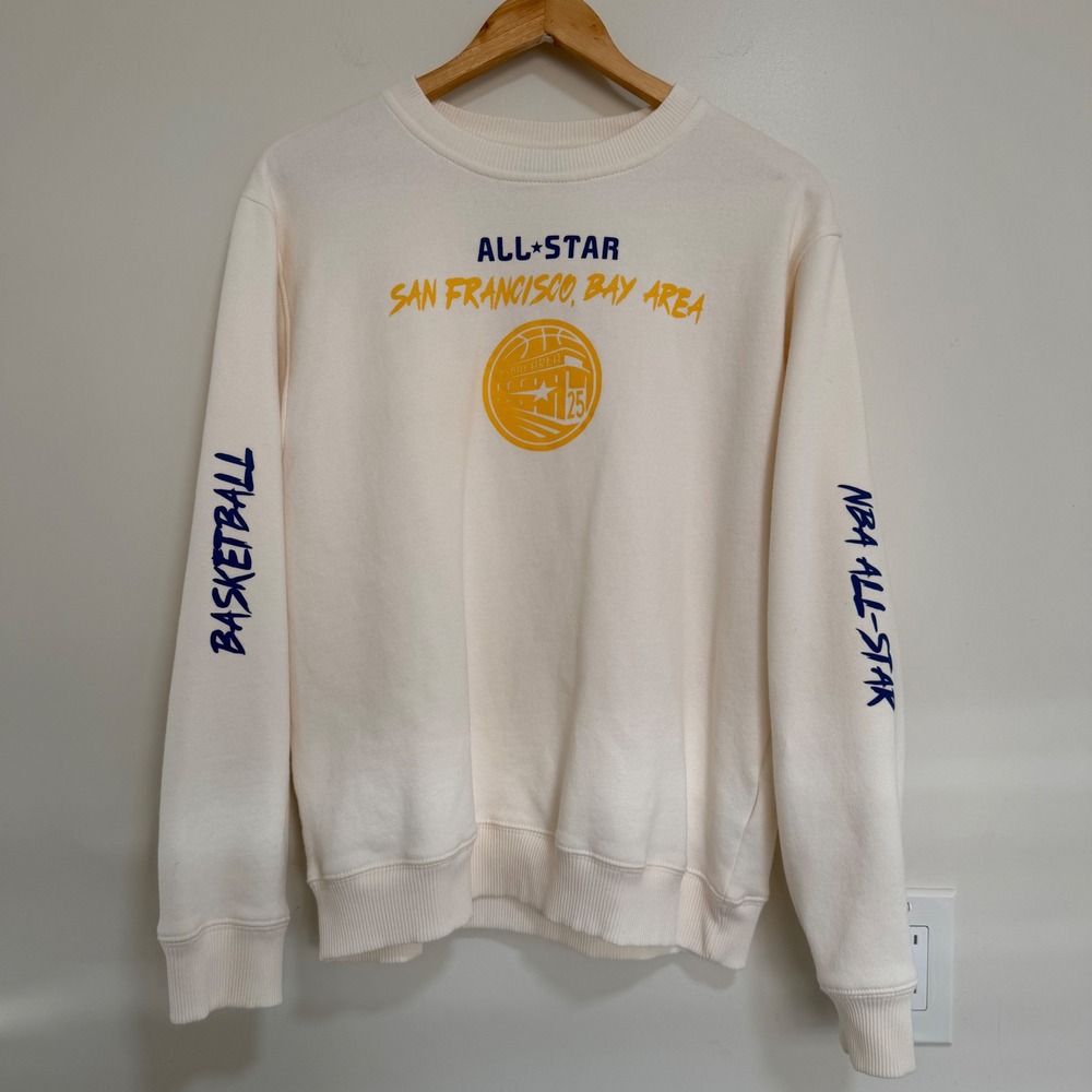 NBA All-Star San Francisco Bay Area Sweatshirt Youth XL Cream Basketball Graphic